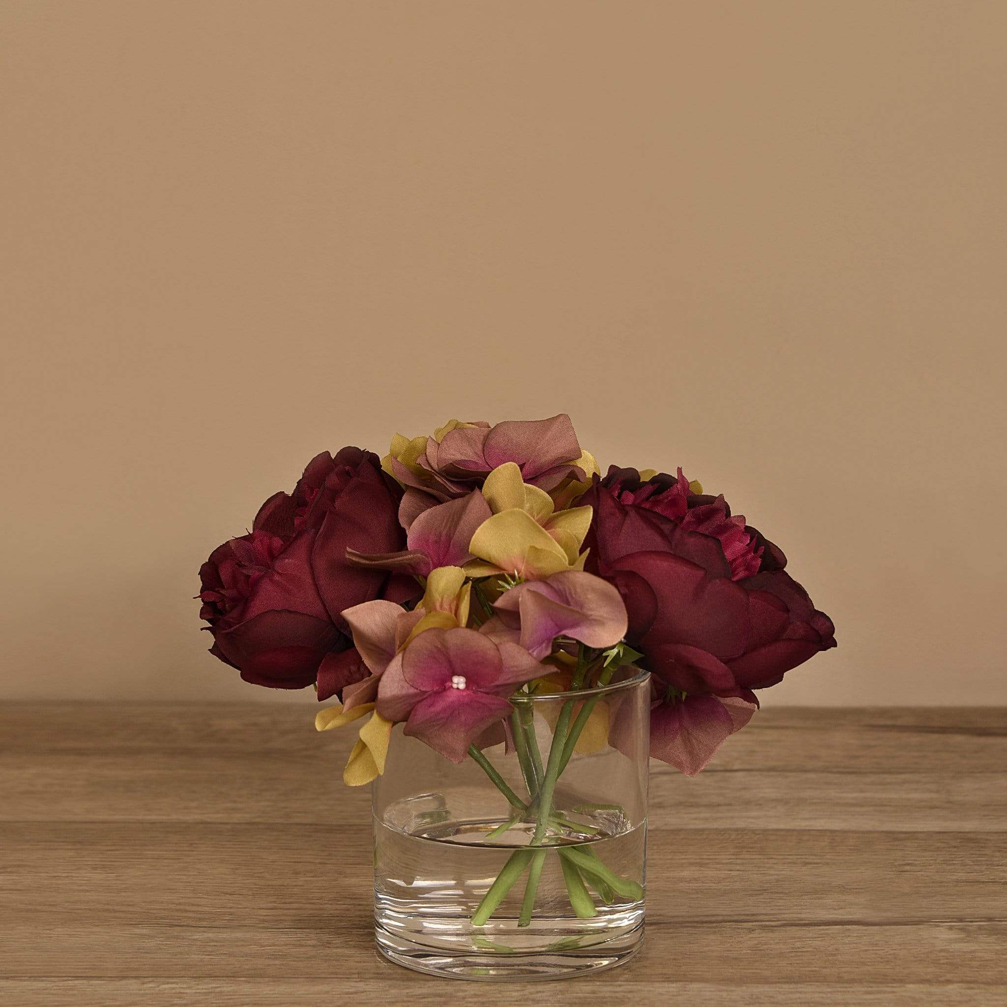 Rose & Hydrangea Arrangement in Glass Vase - Image 9