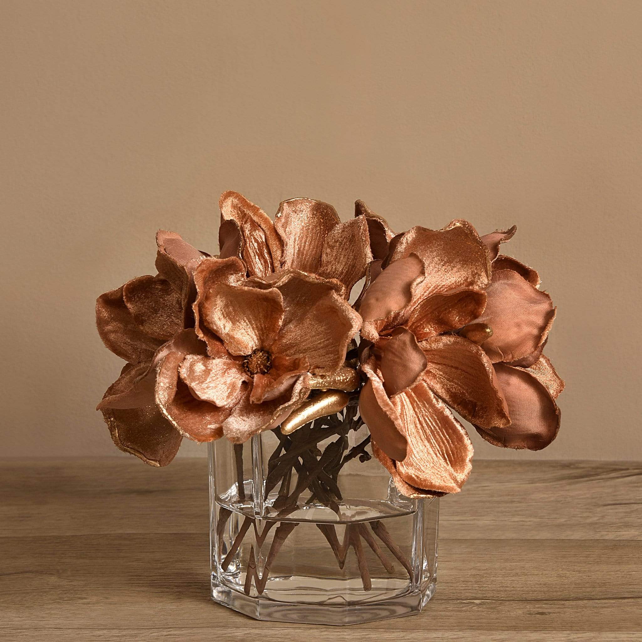 Velvet Magnolia in Glass Vase - Image 3
