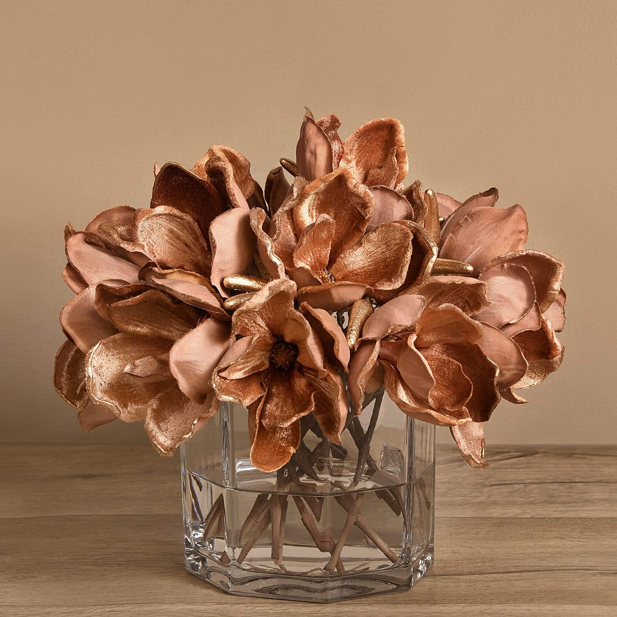 Velvet Magnolia in Glass Vase - Image 4
